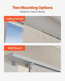 image-VEVOR Panel Track Blinds, Extendable Track from 45.8 in to 86 in W, Trimmable Panel Curtains Up to 96 in H, Vertical Blackout Panel Blinds for Sliding Doors, Patio Doors, Room Divider, Windows, Brown