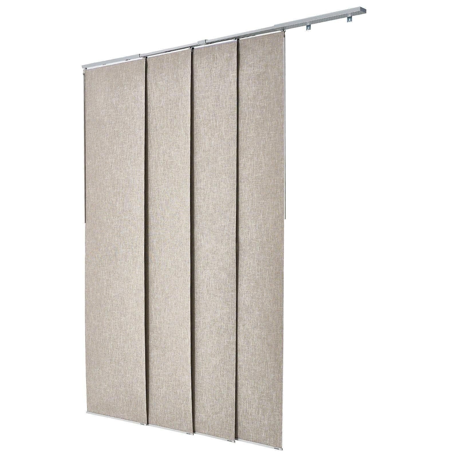 image-VEVOR Panel Track Blinds, Extendable Track from 45.8 in to 86 in W, Trimmable Panel Curtains Up to 96 in H, Vertical Blackout Panel Blinds for Sliding Doors, Patio Doors, Room Divider, Windows, Brown