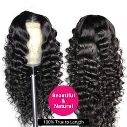 image-Human Hair Loose Deep Lace Frontal Wigs 13x4 Headgear