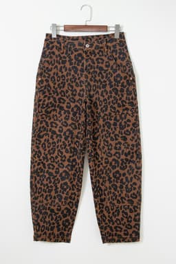 image-Brown Leopard Print Barrel Jeans - High Rise