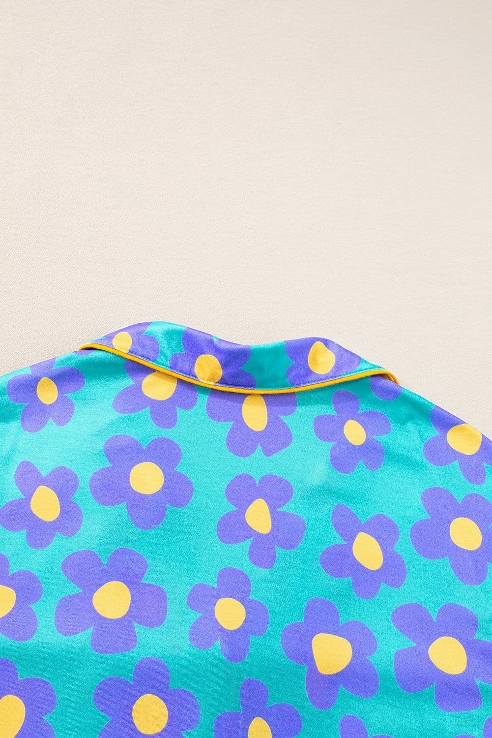 image-Green Flower Print Short Sleeve Pajamas Set
