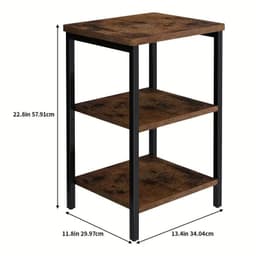 image-Retro Wooden 3-Layer Bedside Storage Rack Table