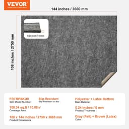 image-VEVOR - Slip-Resistant Rug Pad - Protective Cushioning Carpet Pad - 9' x 12' - 1/4"Thick - Dual Surface - Polyester Felt + Latex - Gray - 10-11㎡ Area Carpet Padding Rug Cushion Safe for All Floors