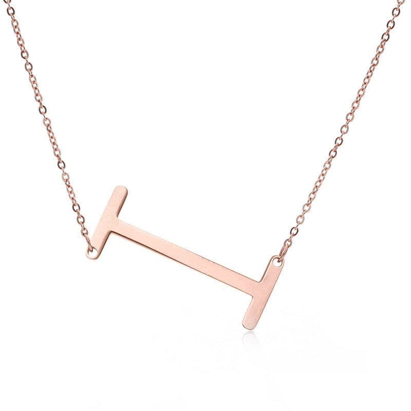 image-Fabulous Rose Gold Plated Stainless Steel Initial Letter Pendant Necklace
