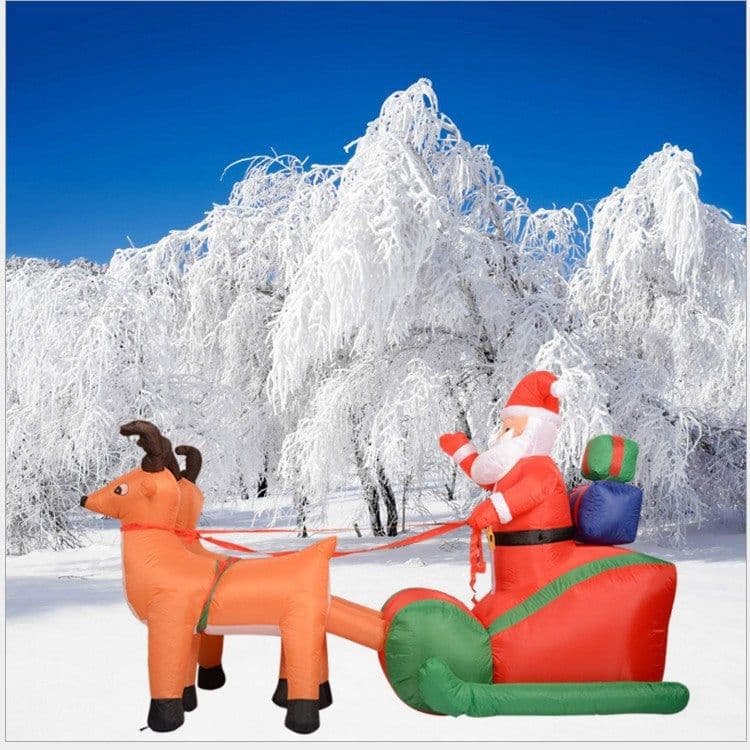 image-Eye-Catching Christmas Inflatable Santa Claus Deer Cart Decorations