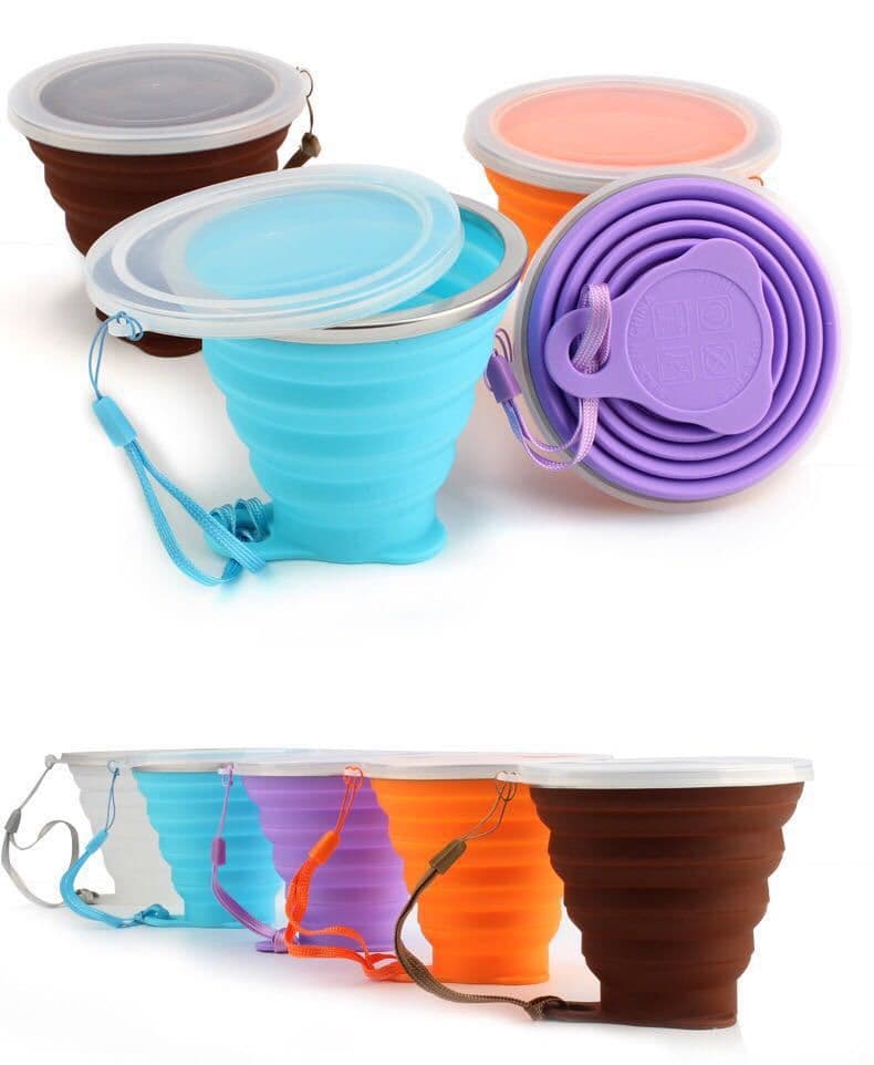 image-Silicone Folding Cup 270ML - Pink Sports Bottle