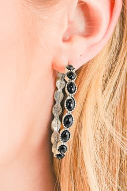 image-Sky Blue Gem Inlay Retro C-Shape Earrings