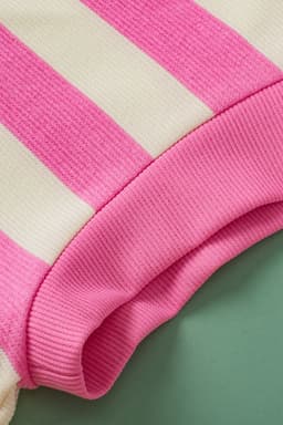 image-Pink Stripe V-Neck Collared Cap Sleeve Top