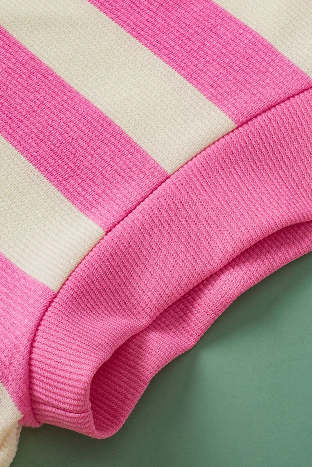 image-Pink Stripe V-Neck Collared Cap Sleeve Top