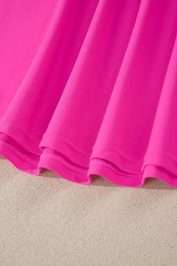 image-Rose Red Contrast Trim Neckline Active Shorts Attached One Piece Swim Dress