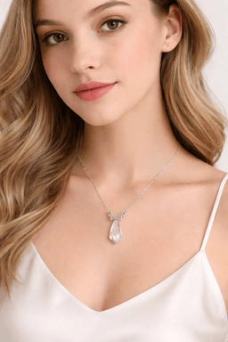 image-925 Sterling Silver Crystal Pendant Necklace – Elegant Chain Necklace