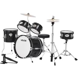image-VEVOR Kids Drum Set, 5-Piece 14 in Junior Drum Sets, Beginner Drums Set with Adjustable Throne, Cymbal & Two Pairs of Drumsticks, Musical Learning Drums Instruments Kit, for Children Ages 6-13(Black)