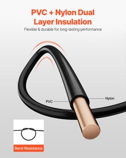 image-VEVOR 12 AWG Solid THHN Wire, 100% OFC Copper Electrical Building Wire with Nylon Jacket PVC Insulation, Rated for Up to 600 Volts, Heavy-Duty for Residential, Industrial, Commercial, Black (100 Feet)