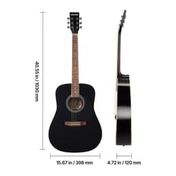 image-VEVOR Dreadnought Acoustic Guitar, 41 in, 6-String Black Solid Spruce Top Guitar, Beginner Bundle with Gig Bag, Tuner, Strap, Steel Strings, Picks, Capo, Rosewood Fingerboard, for Adult Taller Player