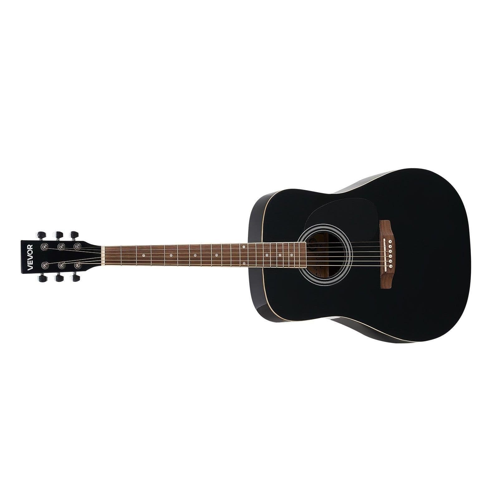 image-VEVOR Dreadnought Acoustic Guitar, 41 in, 6-String Black Solid Spruce Top Guitar, Beginner Bundle with Gig Bag, Tuner, Strap, Steel Strings, Picks, Capo, Rosewood Fingerboard, for Adult Taller Player