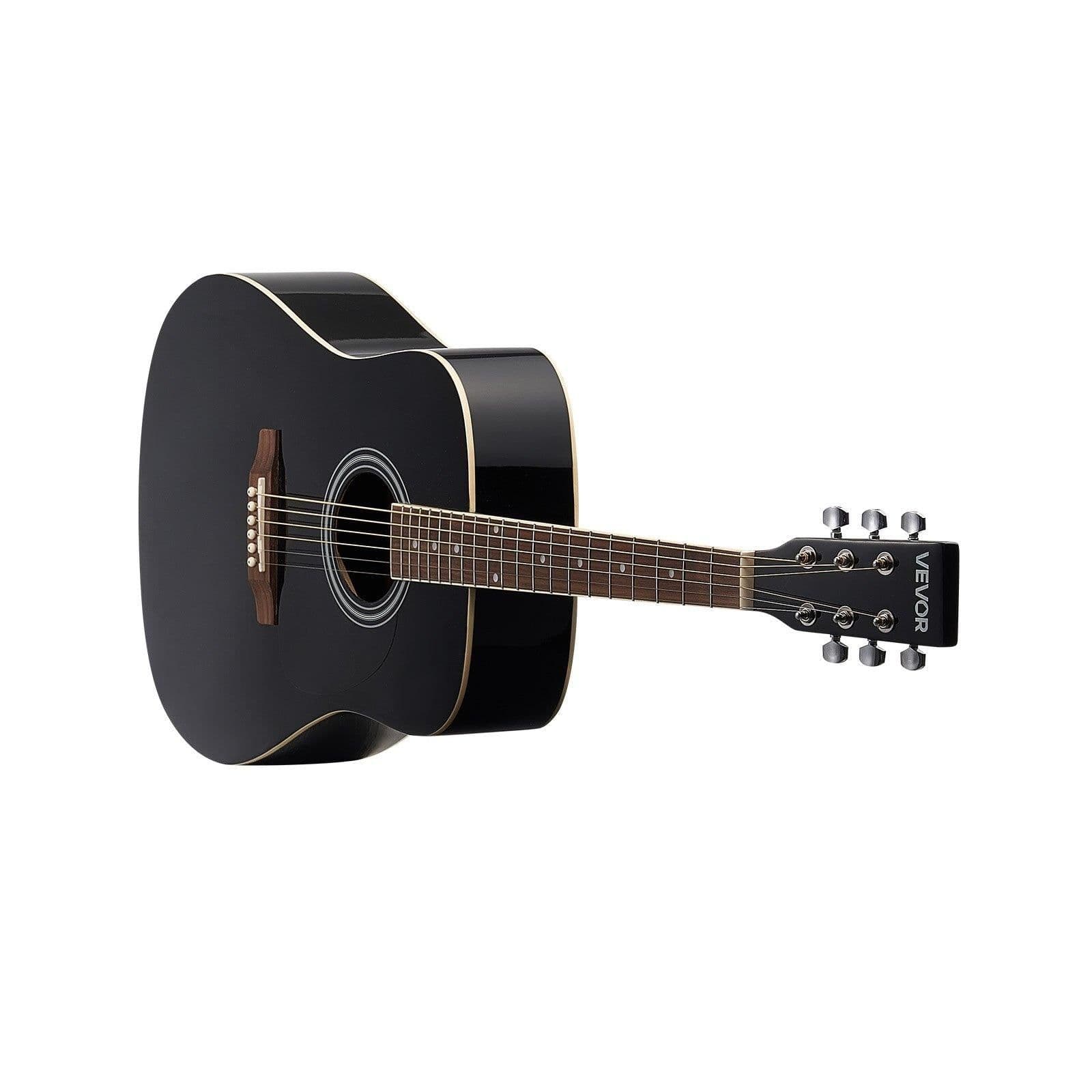 image-VEVOR Dreadnought Acoustic Guitar, 41 in, 6-String Black Solid Spruce Top Guitar, Beginner Bundle with Gig Bag, Tuner, Strap, Steel Strings, Picks, Capo, Rosewood Fingerboard, for Adult Taller Player