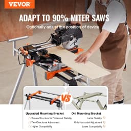 image-VEVOR Support pour Scie à Onglet Universel Capacité de Charge 136,1 kg, Piètement pour Scie Pliable en Acier, Hauteur et Longueur Réglables, avec Supports de Montage Monobloc, Portable et Compact