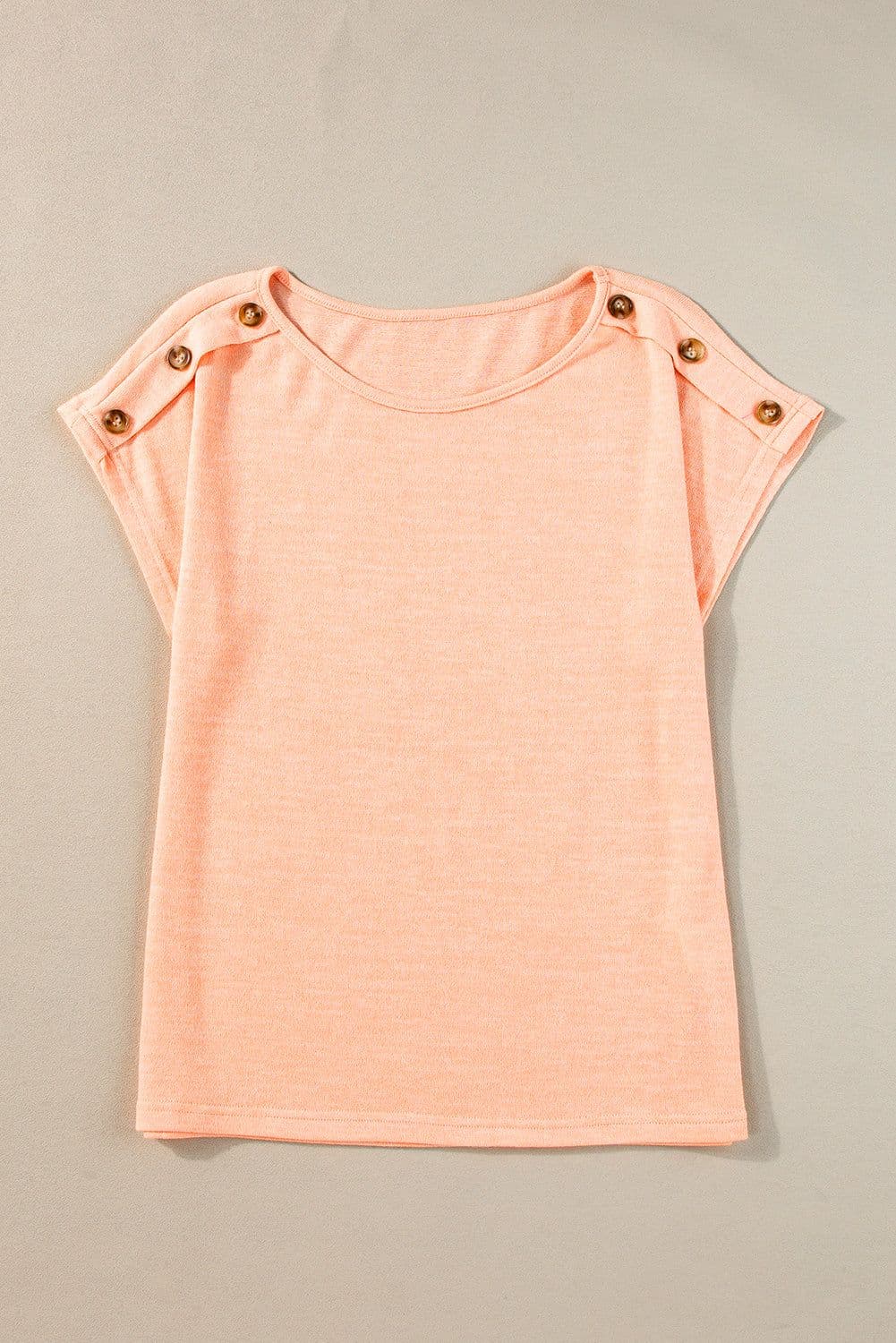 image-Smoke Gray Batwing Sleeve Casual Tee - Button Detail, Versatile