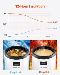 image-VEVOR Insulated Beverage Dispenser, 2.4 Gal/9.2L Stainless Steel Thermal Drink Server with Spigot & Temp Display, Suitable for Hot and Cold Drinks, for Tea Coffee Water in Cafes & Restaurants, Silver