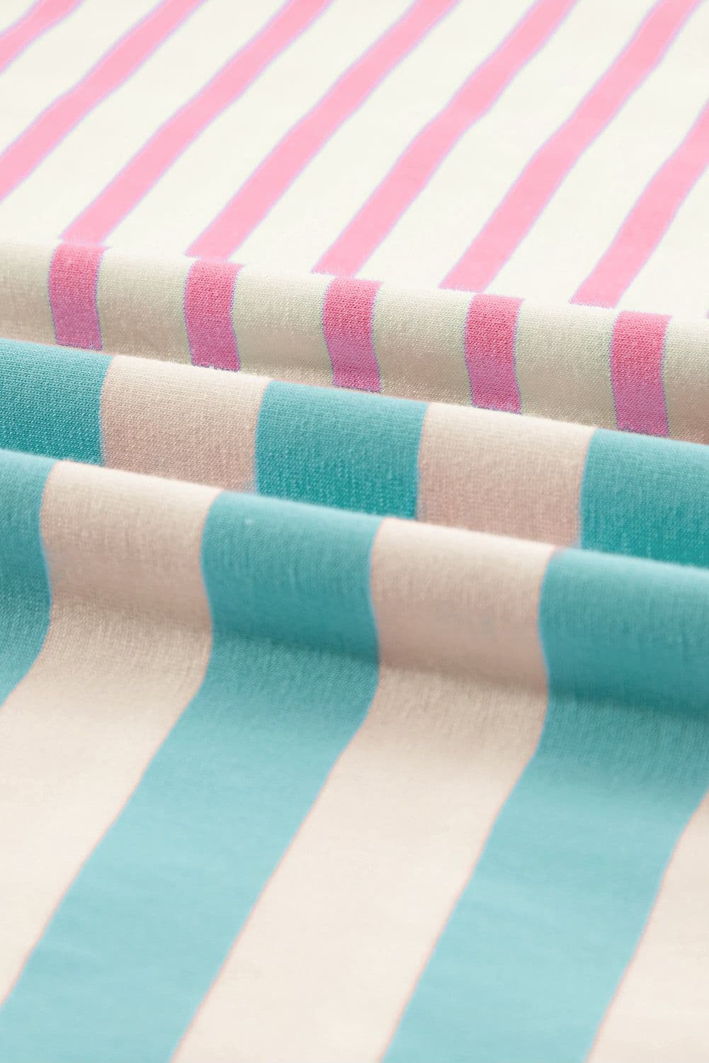 image-Pink Stripe Contrast Patchwork Oversized T-Shirt