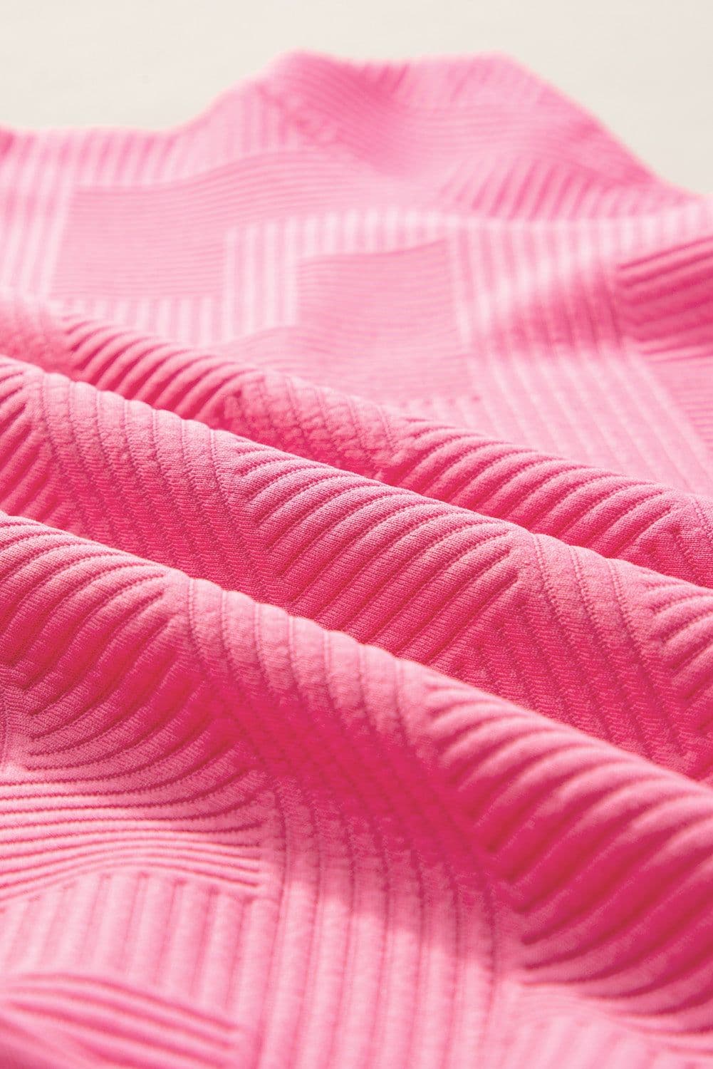 image-Strawberry Pink Textured Loose Fit T Shirt and Drawstring Pants Set