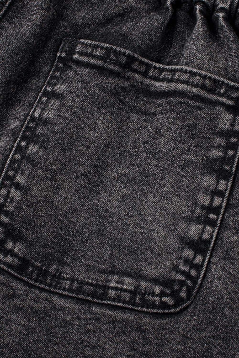 image-Vintage Washed Frilled High Waist Denim Shorts - Black (60 chars)