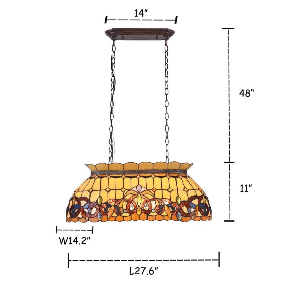 image-SERENITY Victorian 3 Light Dark Bronze Island Pendant 28" Wide