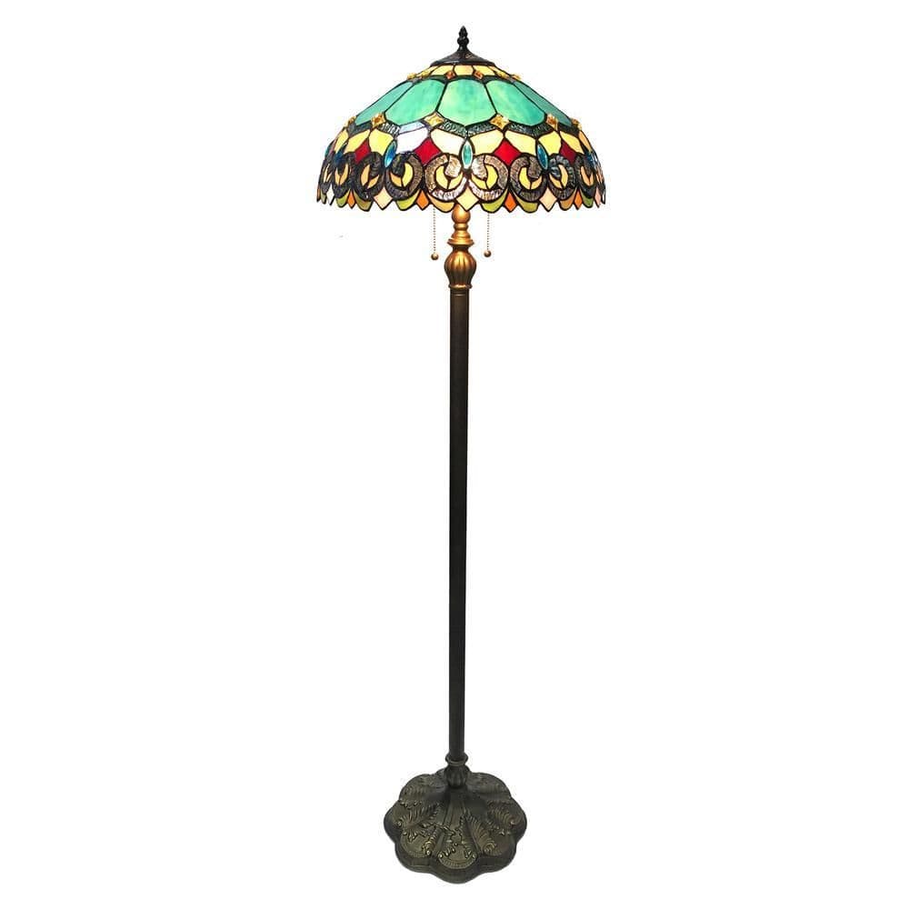 image-AUBREY Victorian 2 Light Antique Dark Bronze Floor Lamp 18" Shade