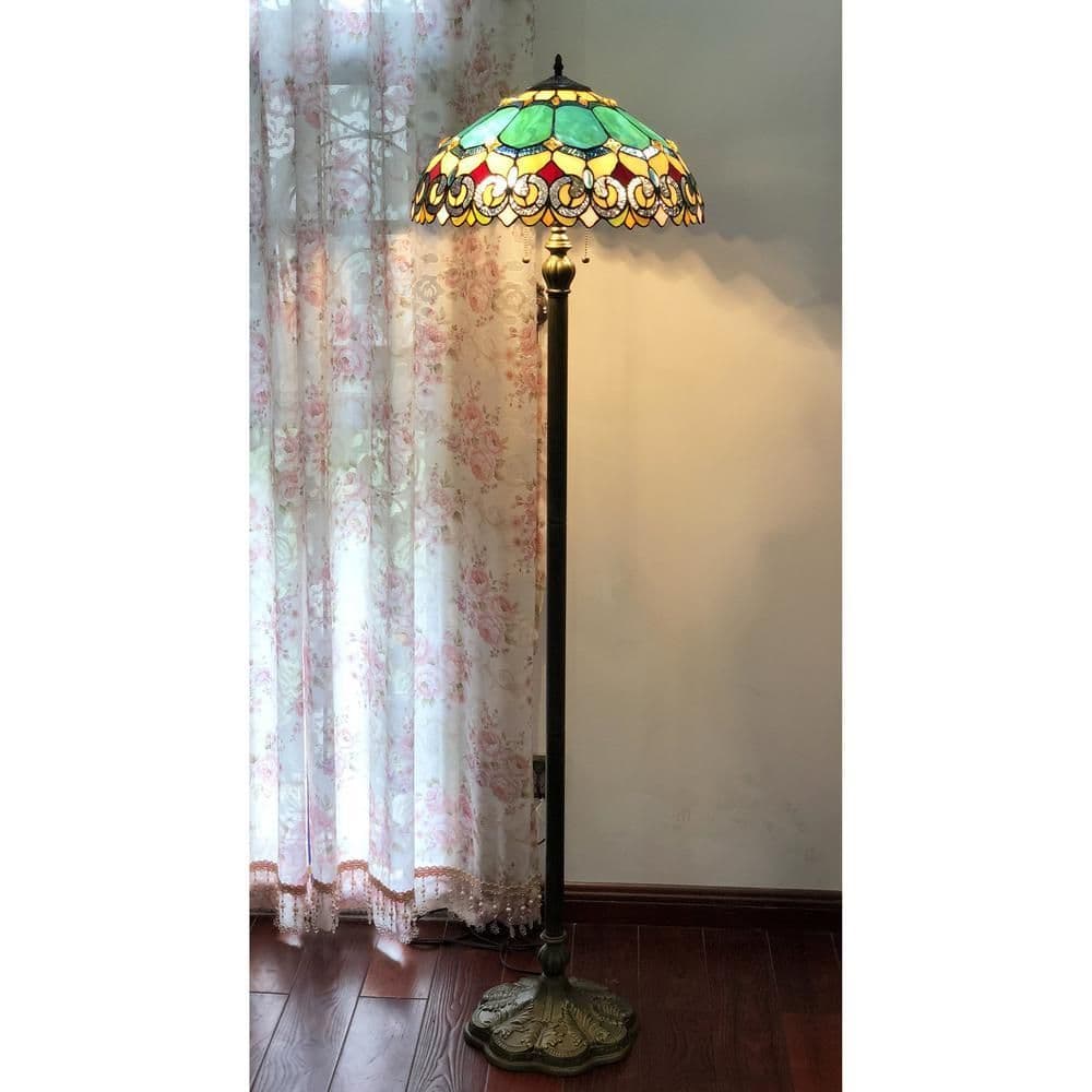 image-AUBREY Victorian 2 Light Antique Dark Bronze Floor Lamp 18" Shade