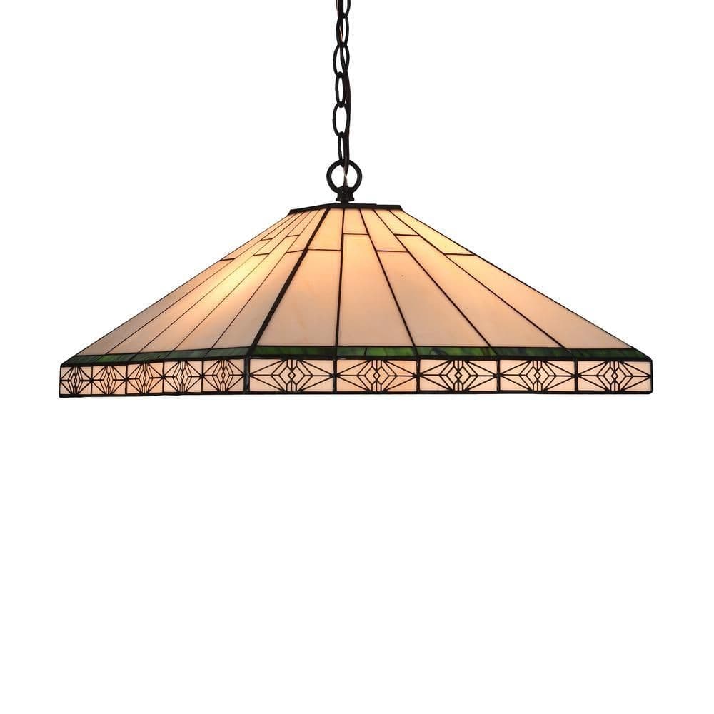 image-THEROS Tiffany-style 2 Light Mission Hanging Pendant Fixture 18" Shade