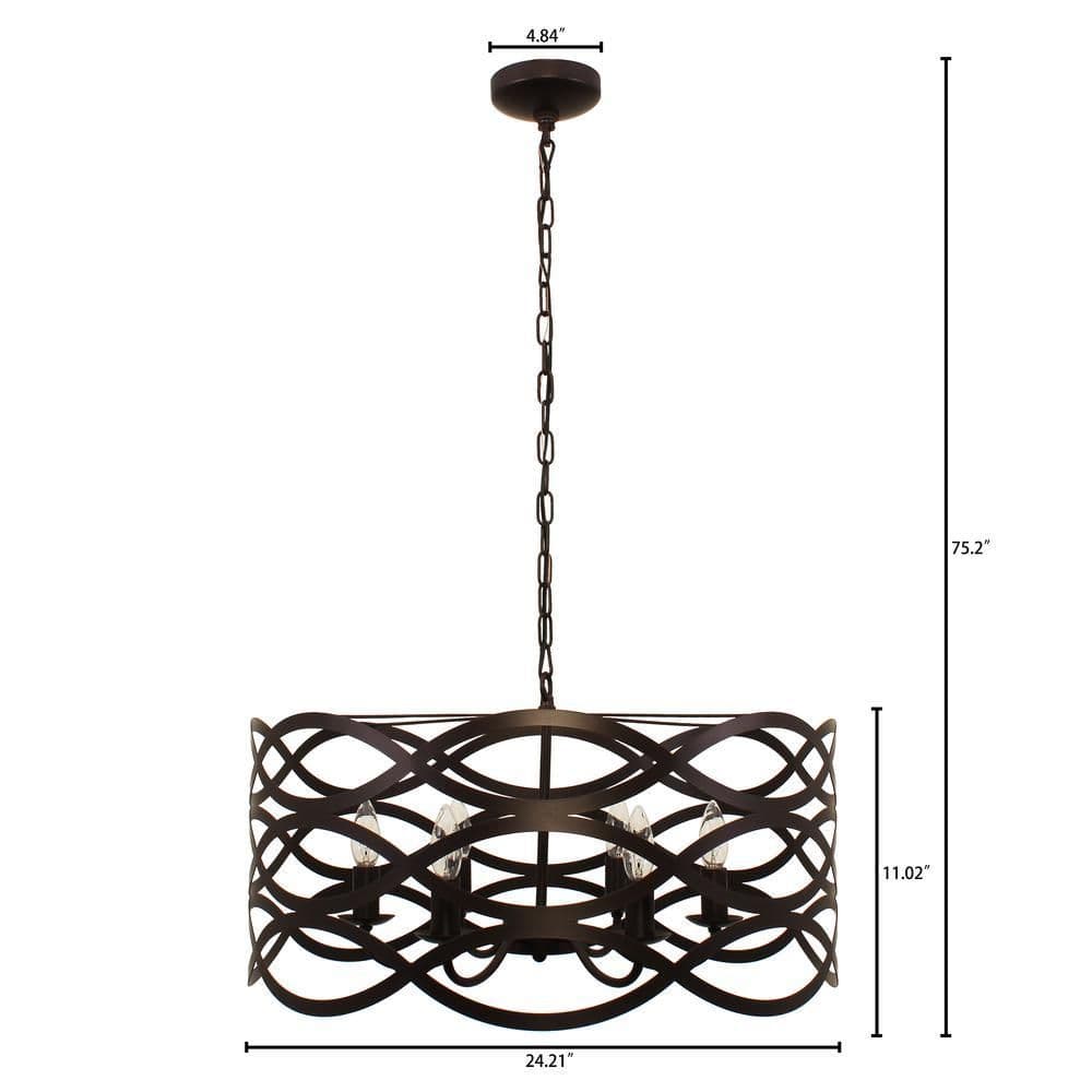 image-CAPELLA Transitional 6 Light Oil Rubbed Bronze Ceiling Pendant 24" Wide
