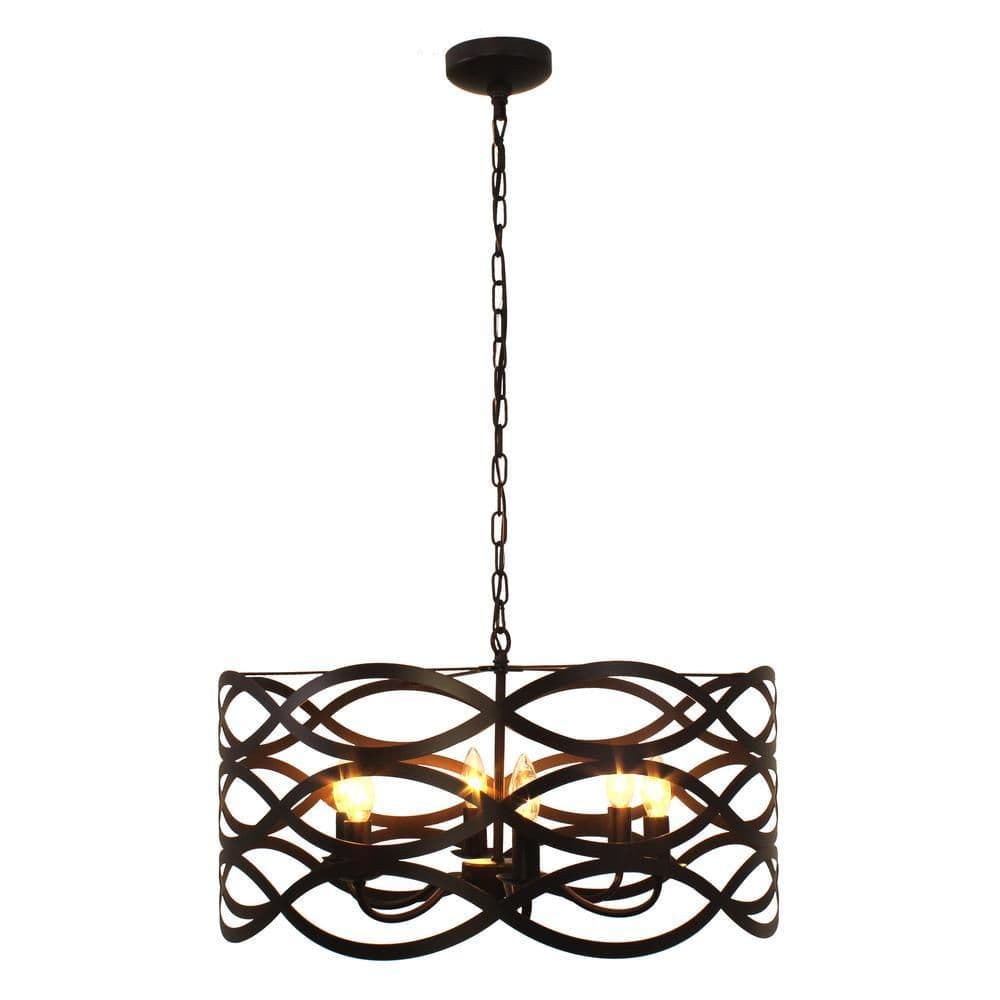 image-CAPELLA Transitional 6 Light Oil Rubbed Bronze Ceiling Pendant 24" Wide