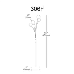 image-5LT Incandescent Floor Lamp, Black,Smoked Glass