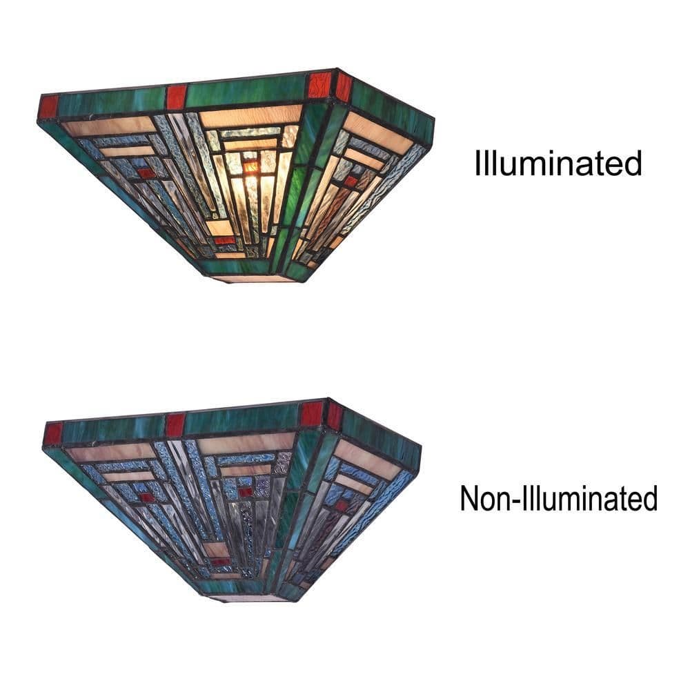 image-CHLOE Lighting INNES Tiffany-style Blackish Bronze 1 Light Mission Indoor Wall Sconce 12" Wide