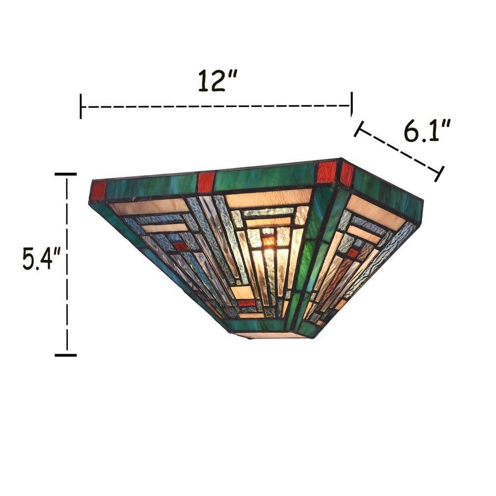 image-CHLOE Lighting INNES Tiffany-style Blackish Bronze 1 Light Mission Indoor Wall Sconce 12" Wide