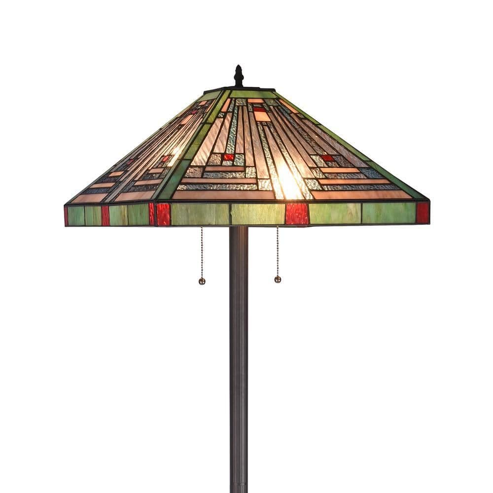 image-CHLOE Lighting INNES Tiffany-style Blackish Bronze 2 Light Victorian Floor Lamp 18" Shade
