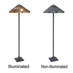 image-CHLOE Lighting INNES Tiffany-style Blackish Bronze 2 Light Victorian Floor Lamp 18" Shade
