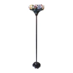 image-CHLOE Lighting AZALEA Tiffany-Style Floral Stained Glass Torchiere Floor Lamp 67" Height