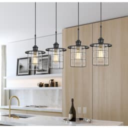 image-60W x 4 Silverton metal/glass pendant fixture (Edison bulbs included)