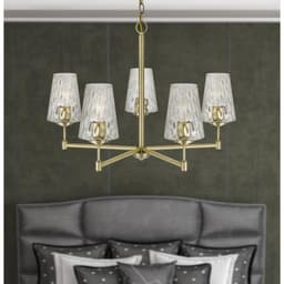 image-60W x 5 Crestwood metal chandelier with textured glass shades
