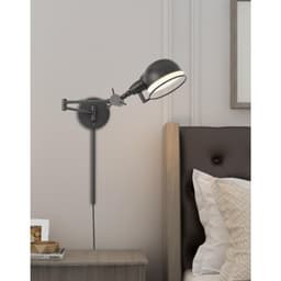 image-60W Linthal Swing Arm Wall Lamp With Adjustable Shade With 3 Ft Wire Cover