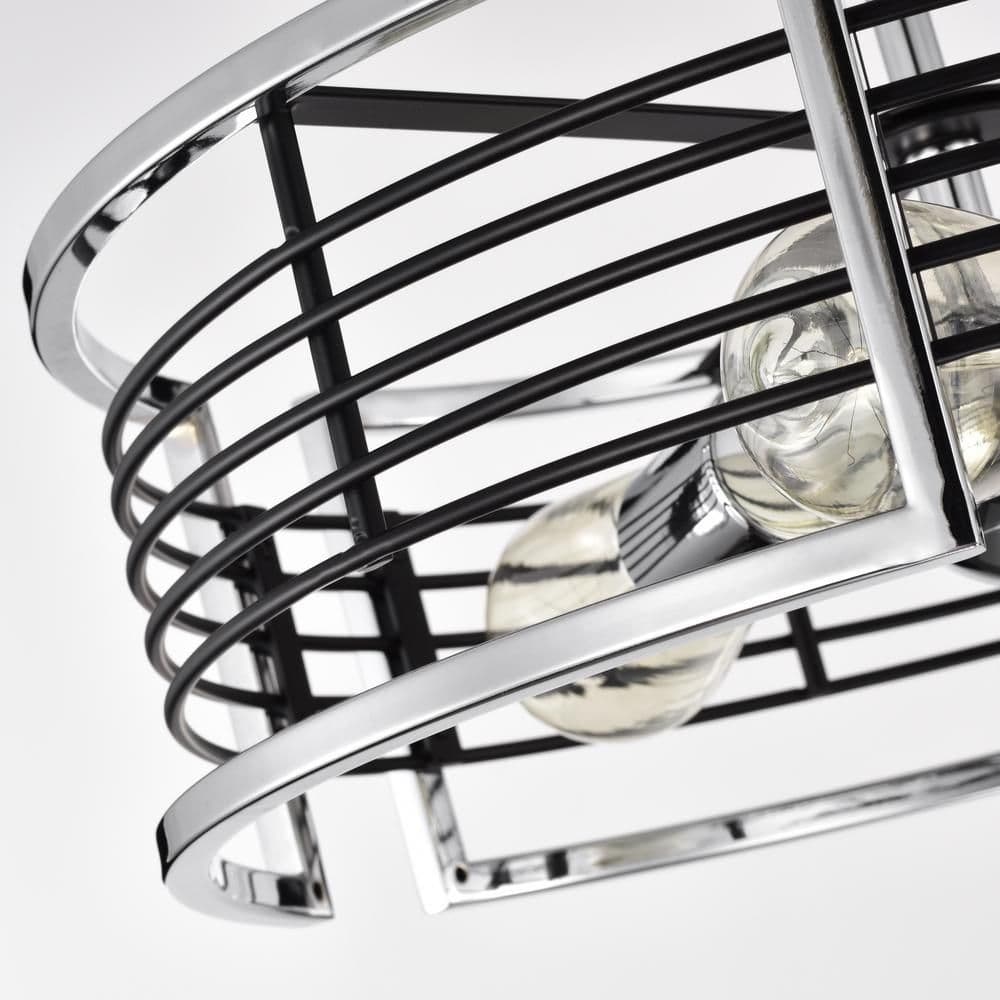 image-CHLOE Lighting IRONCLAD Industrial 3 Light Chrome Semi-Flush Ceiling Fixture 15" Wide