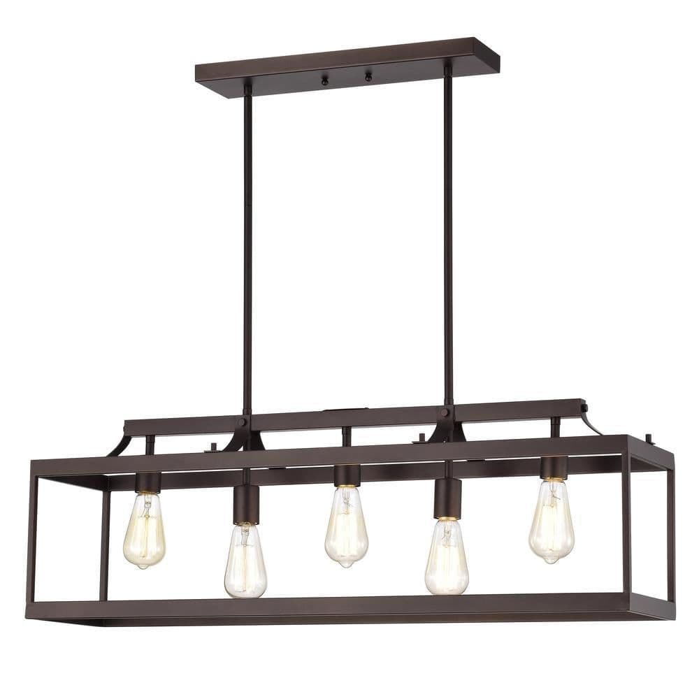 image-CHLOE Lighting IRONCLAD Industrial 5 Light Oil Rubbed Bronze Island Pendant Ceiling Fixture 36" Wide