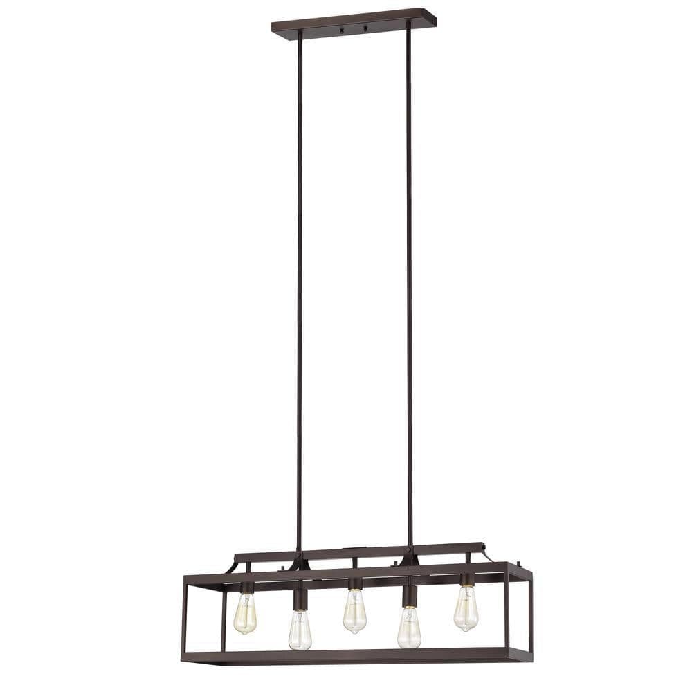 image-CHLOE Lighting IRONCLAD Industrial 5 Light Oil Rubbed Bronze Island Pendant Ceiling Fixture 36" Wide