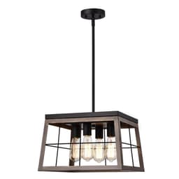 image-CHLOE Lighting IRONCLAD Industrial 4 Light Ancient Wood Large Pendant Ceiling Fixture 16" Wide
