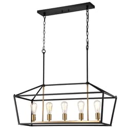image-CHLOE Lighting IRONCLAD Industrial 5 Light Textured Black Island Pendant Ceiling Fixture 36" Wide