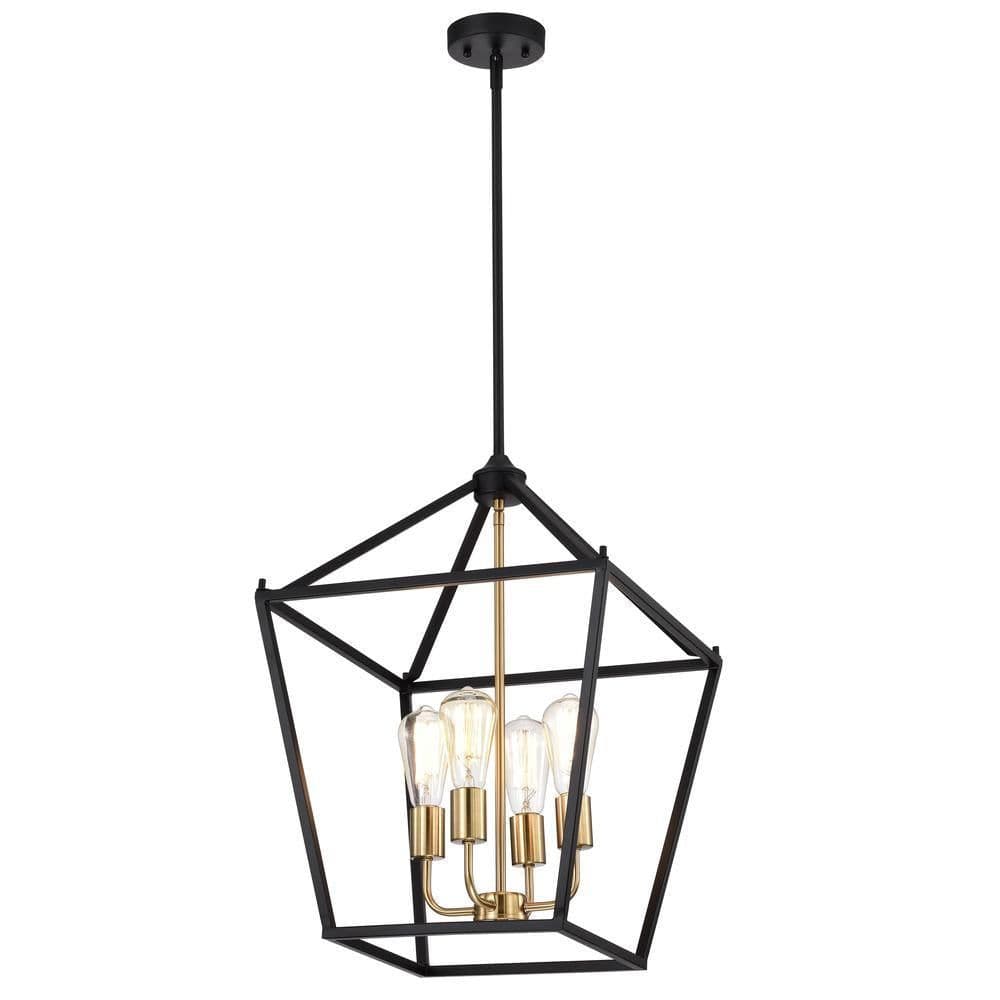 image-CHLOE Lighting IRONCLAD Industrial 4 Light Textured Black Inverted Pendant Ceiling Fixture 16" Wide