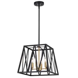 image-CHLOE Lighting IRONCLAD Industrial 4 Light Textured Black Inverted Pendant Ceiling Fixture 14" Wide