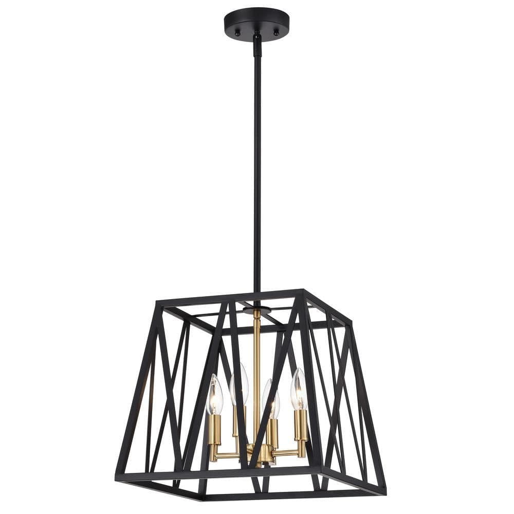 image-CHLOE Lighting IRONCLAD Industrial 4 Light Textured Black Inverted Pendant Ceiling Fixture 14" Wide