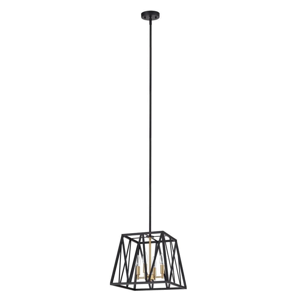 image-CHLOE Lighting IRONCLAD Industrial 4 Light Textured Black Inverted Pendant Ceiling Fixture 14" Wide